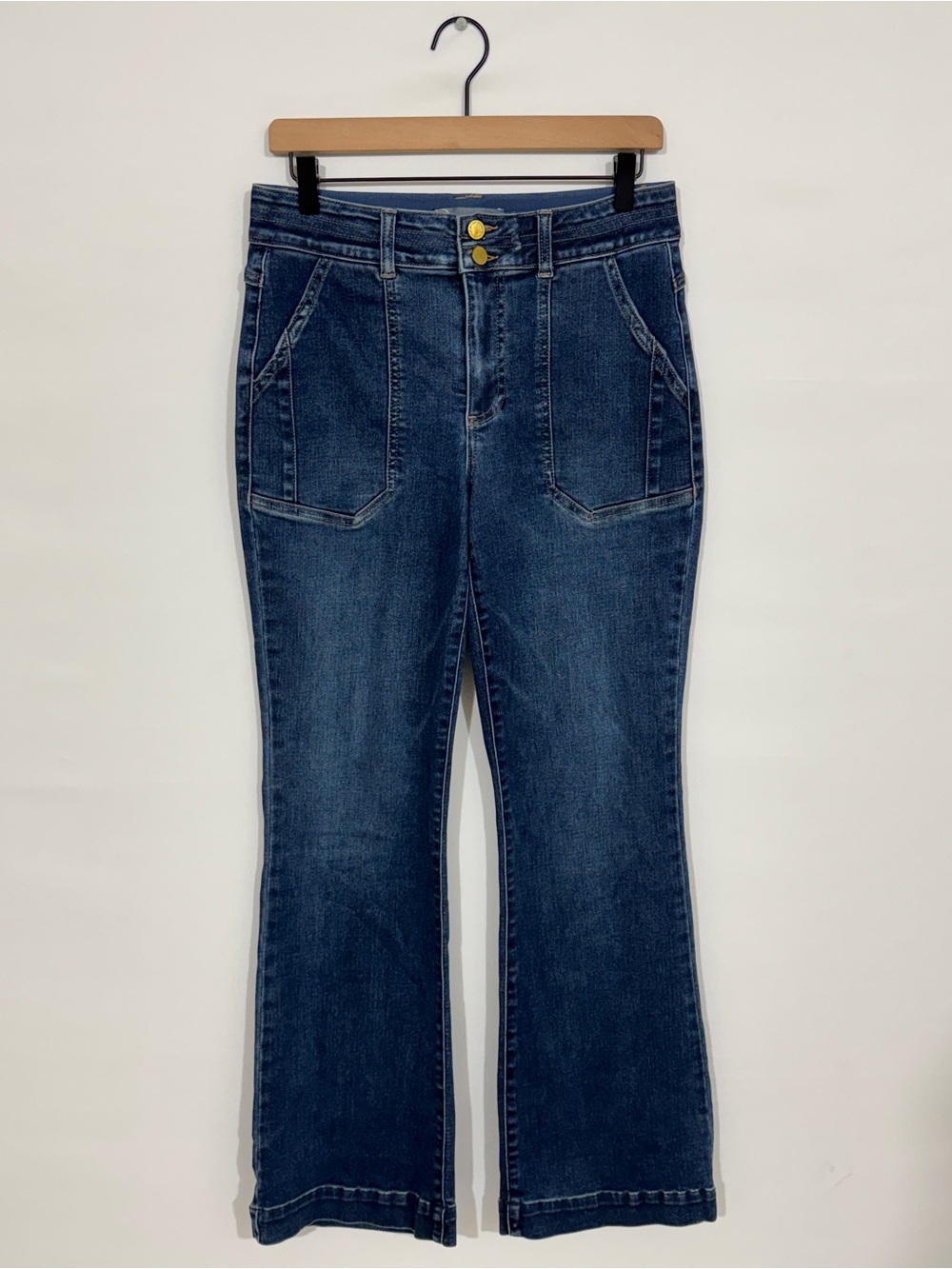 WJ146 {Wit & Wisdom} "Madison" High Rise Bootcut Flare Patch Pocket Denim Jeans